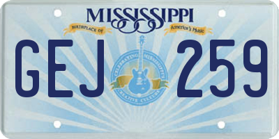 MS license plate GEJ259
