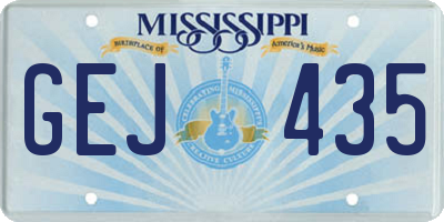 MS license plate GEJ435