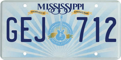 MS license plate GEJ712