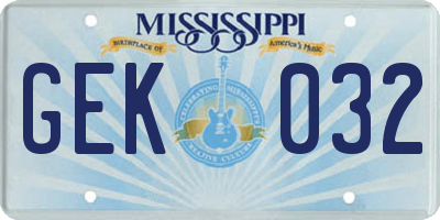 MS license plate GEK032
