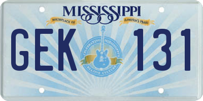 MS license plate GEK131