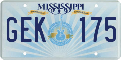 MS license plate GEK175