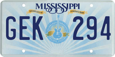 MS license plate GEK294