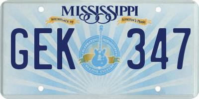 MS license plate GEK347