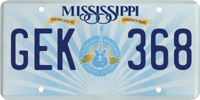 MS license plate GEK368