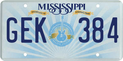 MS license plate GEK384