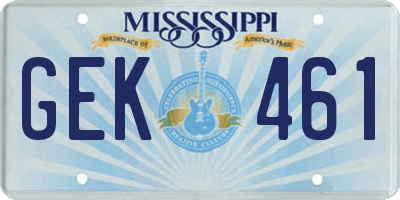 MS license plate GEK461