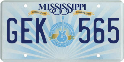 MS license plate GEK565