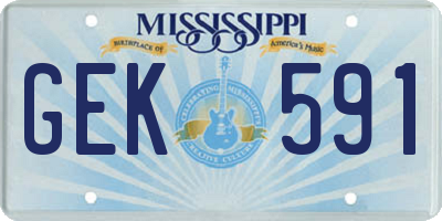 MS license plate GEK591