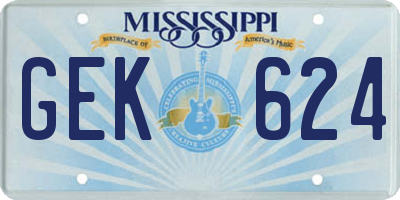 MS license plate GEK624