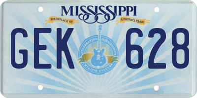 MS license plate GEK628