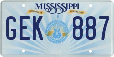 MS license plate GEK887