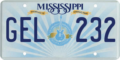 MS license plate GEL232