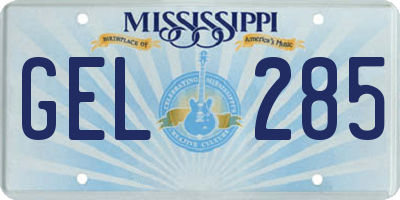 MS license plate GEL285