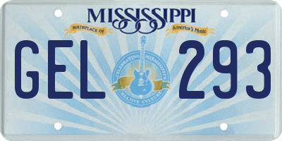 MS license plate GEL293