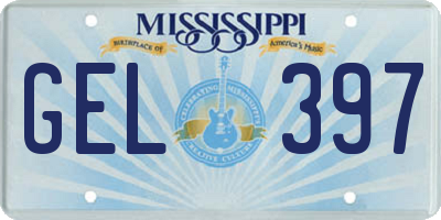 MS license plate GEL397