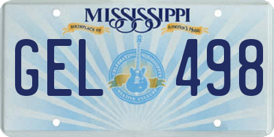 MS license plate GEL498