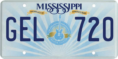 MS license plate GEL720