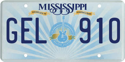 MS license plate GEL910