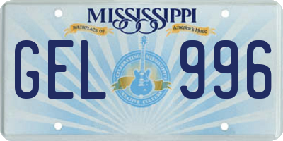 MS license plate GEL996