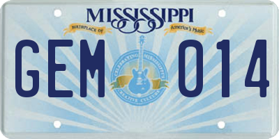 MS license plate GEM014