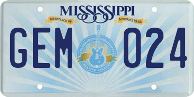 MS license plate GEM024