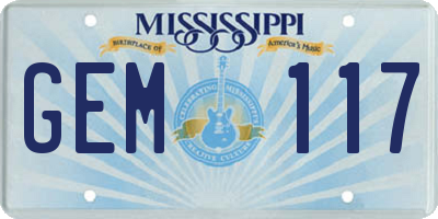 MS license plate GEM117