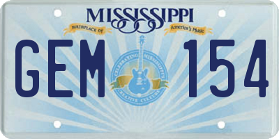 MS license plate GEM154