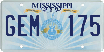 MS license plate GEM175