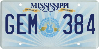 MS license plate GEM384