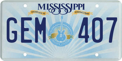MS license plate GEM407