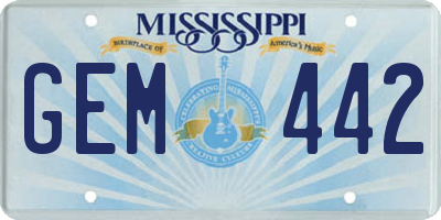 MS license plate GEM442