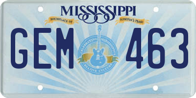 MS license plate GEM463