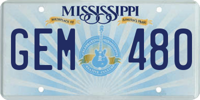 MS license plate GEM480