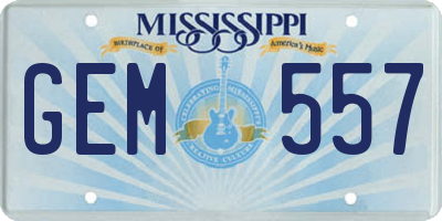 MS license plate GEM557