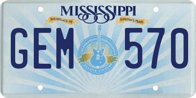MS license plate GEM570