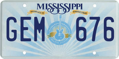 MS license plate GEM676