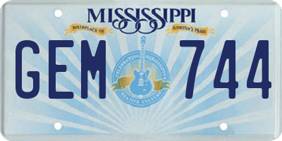 MS license plate GEM744