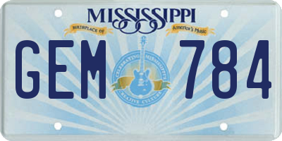 MS license plate GEM784