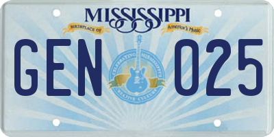 MS license plate GEN025