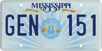 MS license plate GEN151