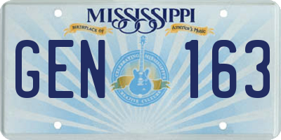 MS license plate GEN163