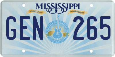 MS license plate GEN265