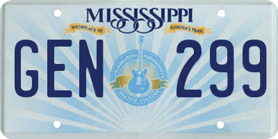 MS license plate GEN299