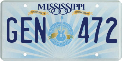 MS license plate GEN472