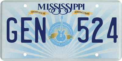 MS license plate GEN524
