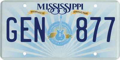 MS license plate GEN877