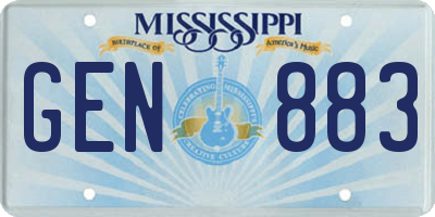 MS license plate GEN883