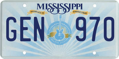 MS license plate GEN970