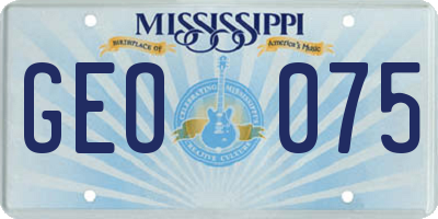 MS license plate GEO075